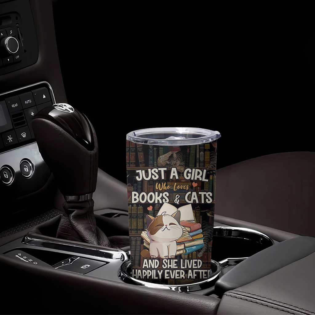 Cat Bookish Tumbler Cup Just A Girl Who Loves Cats And Books Library Cat