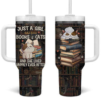Cat Bookish Tumbler With Handle Just A Girl Who Loves Cats And Books Library Cat
