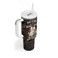 Cat Bookish Tumbler With Handle Just A Girl Who Loves Cats And Books Library Cat