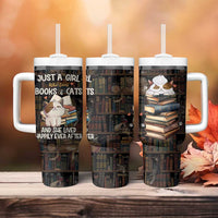 Cat Bookish Tumbler With Handle Just A Girl Who Loves Cats And Books Library Cat