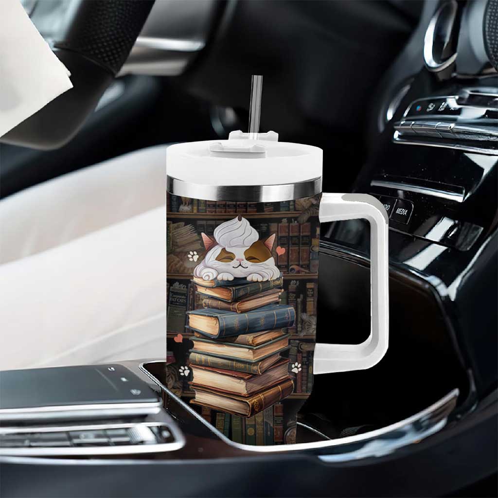 Cat Bookish Tumbler With Handle Just A Girl Who Loves Cats And Books Library Cat