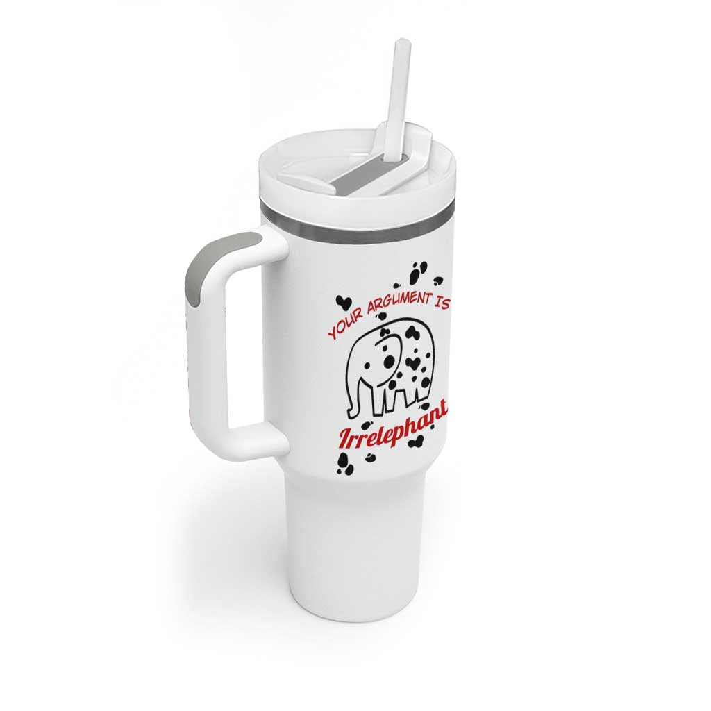 White Elephant Gift Tumbler With Handle Your Argument Is Irrelephant Lawyer Gifts
