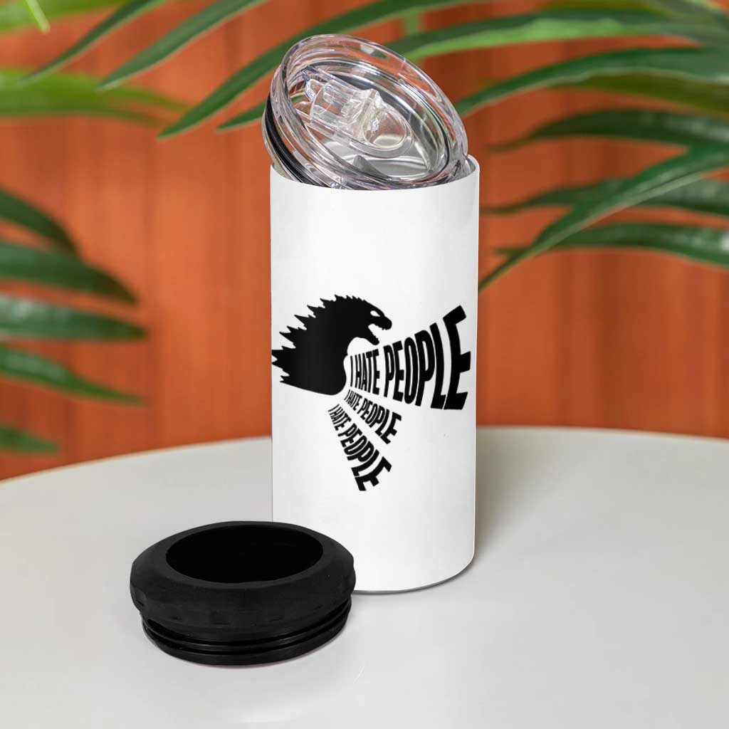 I Hate People 4 in 1 Can Cooler Tumbler Giant Monster Anti Social Introvert