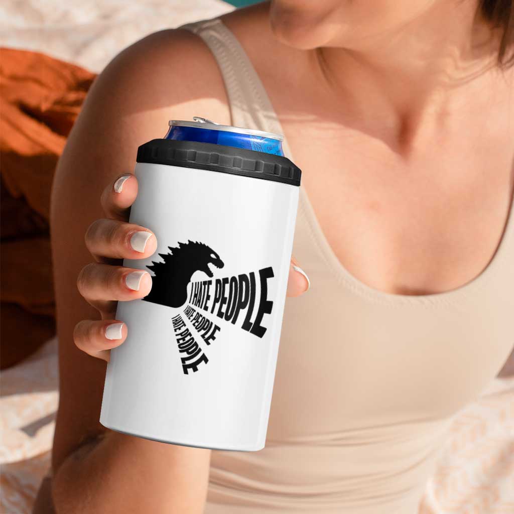 I Hate People 4 in 1 Can Cooler Tumbler Giant Monster Anti Social Introvert