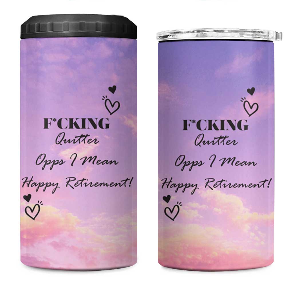 Funny Quitter Job 4 in 1 Can Cooler Tumbler Opps I Mean Happy Retirement - Wonder Print Shop