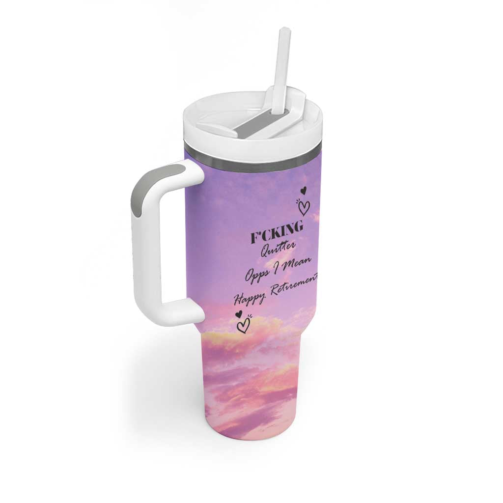 Funny Quitter Job Tumbler With Handle Opps I Mean Happy Retirement - Wonder Print Shop