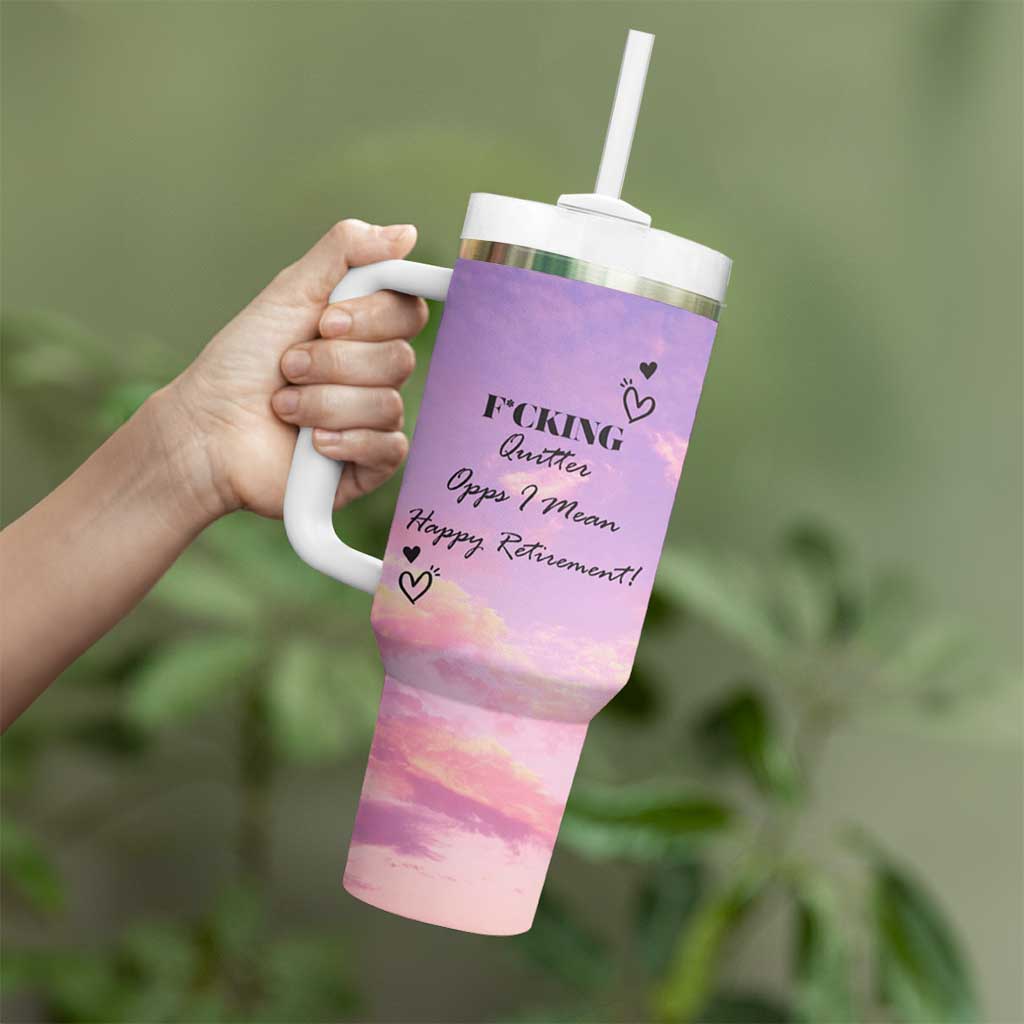 Funny Quitter Job Tumbler With Handle Opps I Mean Happy Retirement - Wonder Print Shop