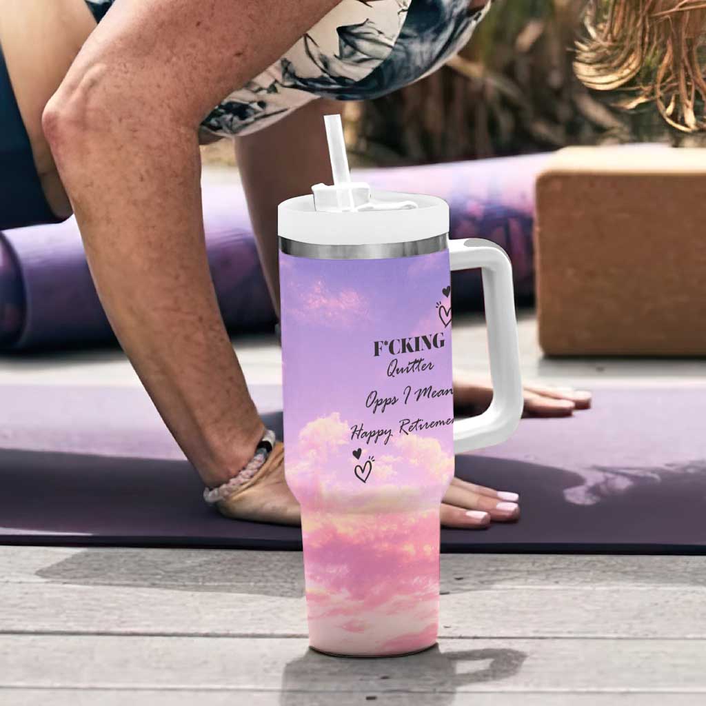 Funny Quitter Job Tumbler With Handle Opps I Mean Happy Retirement - Wonder Print Shop