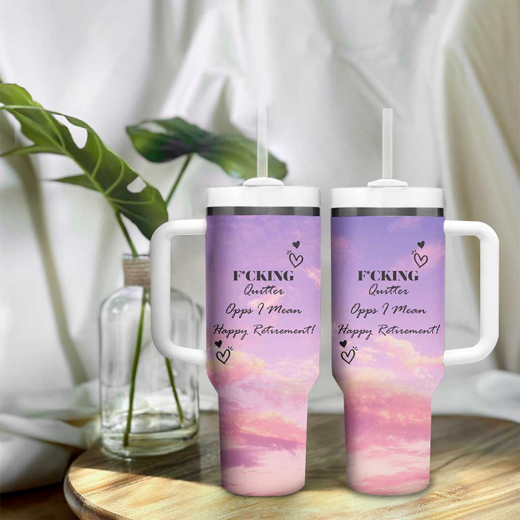 Funny Quitter Job Tumbler With Handle Opps I Mean Happy Retirement - Wonder Print Shop