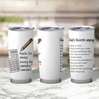 Funny Dads Favorite Sayings Tumbler Cup Dadisms Written in a Top Ten List - Wonder Print Shop