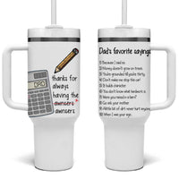 Funny Dads Favorite Sayings Tumbler With Handle Dadisms Written in a Top Ten List - Wonder Print Shop