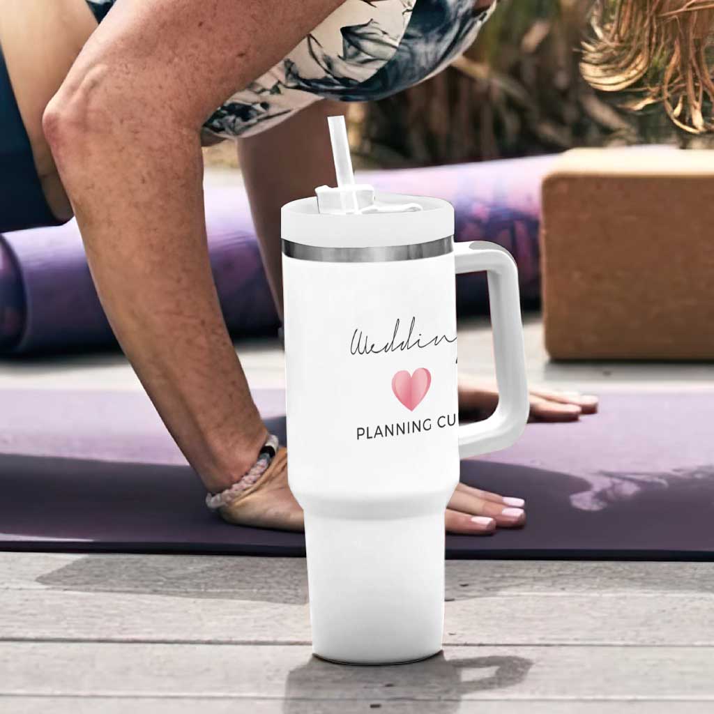 Wedding Shower Tumbler With Handle Wedding Planning Cup Engagement Gifts for Couples - Wonder Print Shop