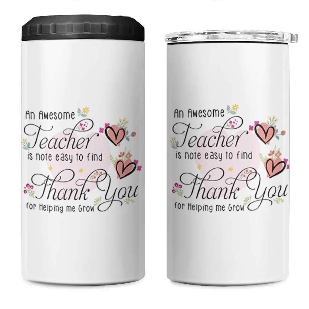 Best Teacher Appreciation Gifts 4 in 1 Can Cooler Tumbler Thank You For Helping Me Grow