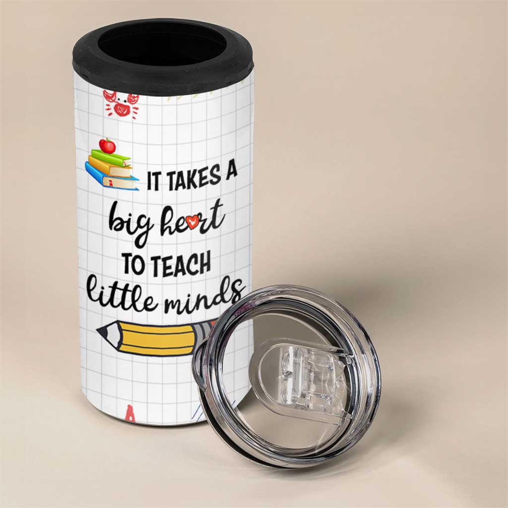 Teacher 4 in 1 Can Cooler Tumbler It Takes a Big Heart Cute Teachers Day Graduation Gifts