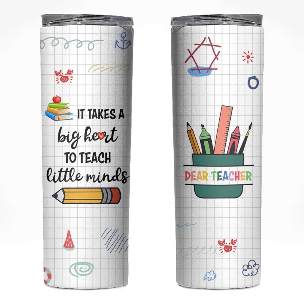Teacher Skinny Tumbler It Takes a Big Heart Cute Teachers Day Graduation Gifts