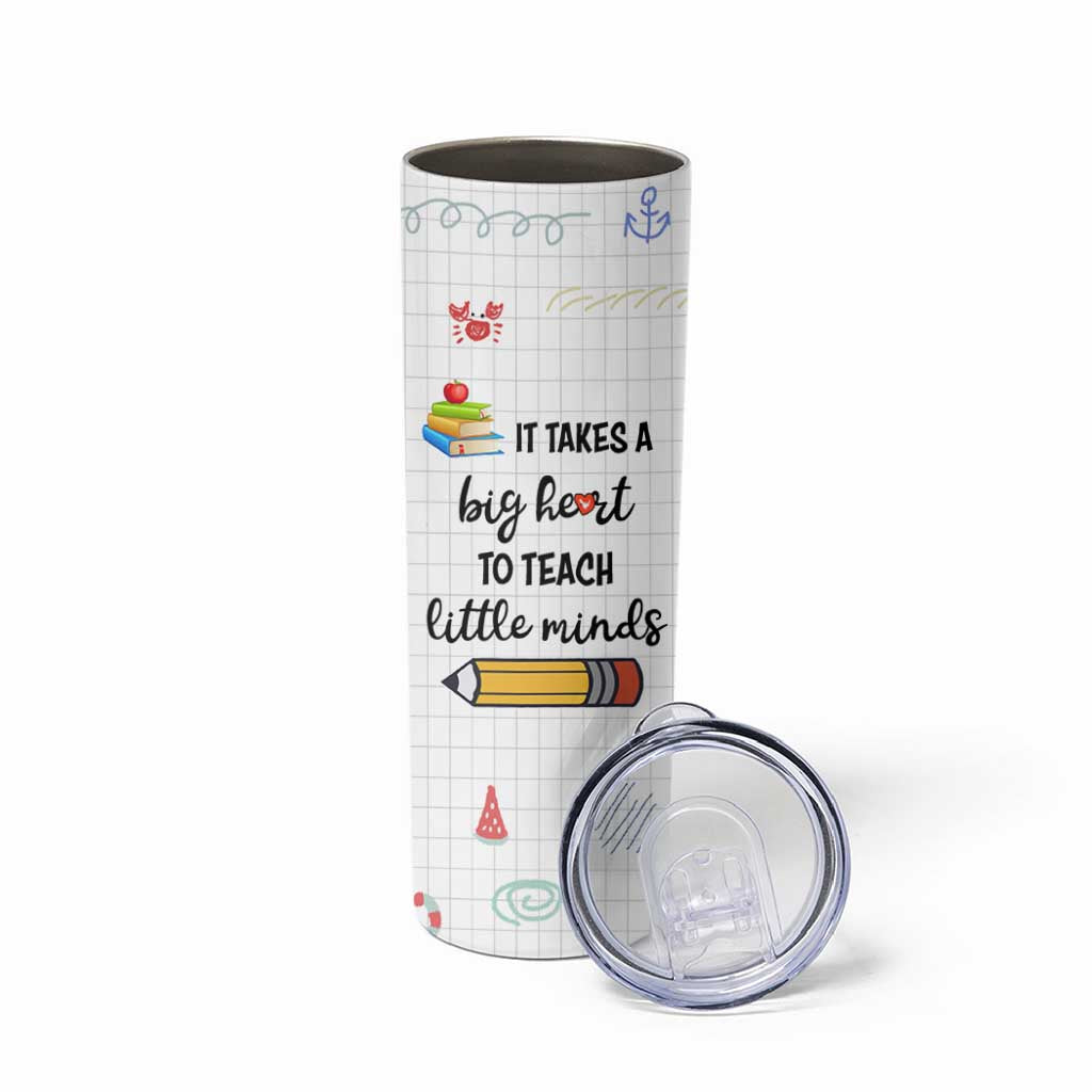 Teacher Skinny Tumbler It Takes a Big Heart Cute Teachers Day Graduation Gifts