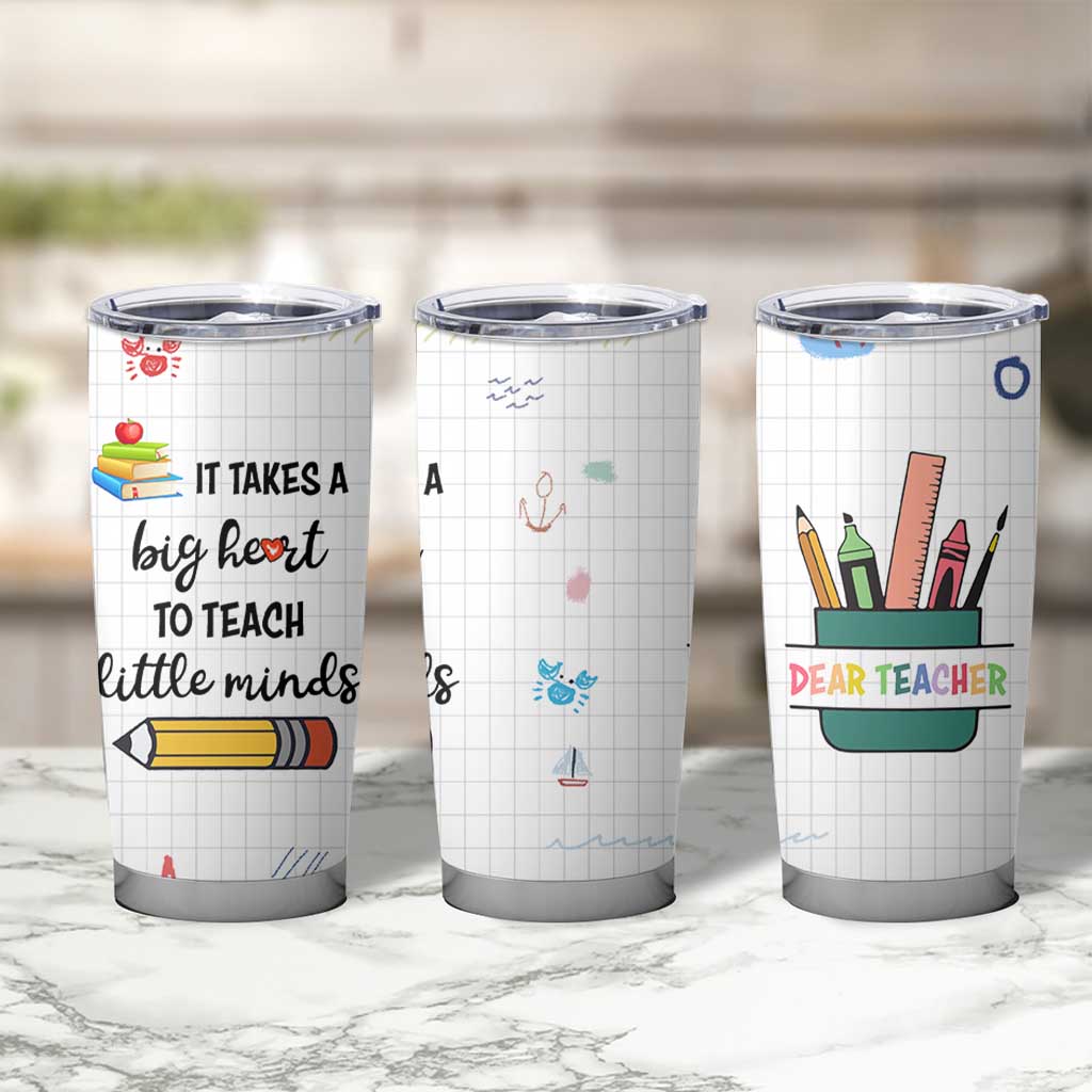 Teacher Tumbler Cup It Takes a Big Heart Cute Teachers Day Graduation Gifts