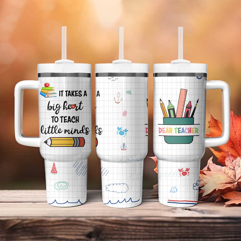 Teacher Tumbler With Handle It Takes a Big Heart Cute Teachers Day Graduation Gifts