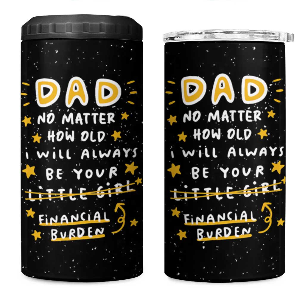 Funny Girl Dad 4 in 1 Can Cooler Tumbler I Will Always Be Your Financial Burden Dad Gifts From Daughter