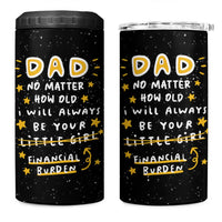 Funny Girl Dad 4 in 1 Can Cooler Tumbler I Will Always Be Your Financial Burden Dad Gifts From Daughter