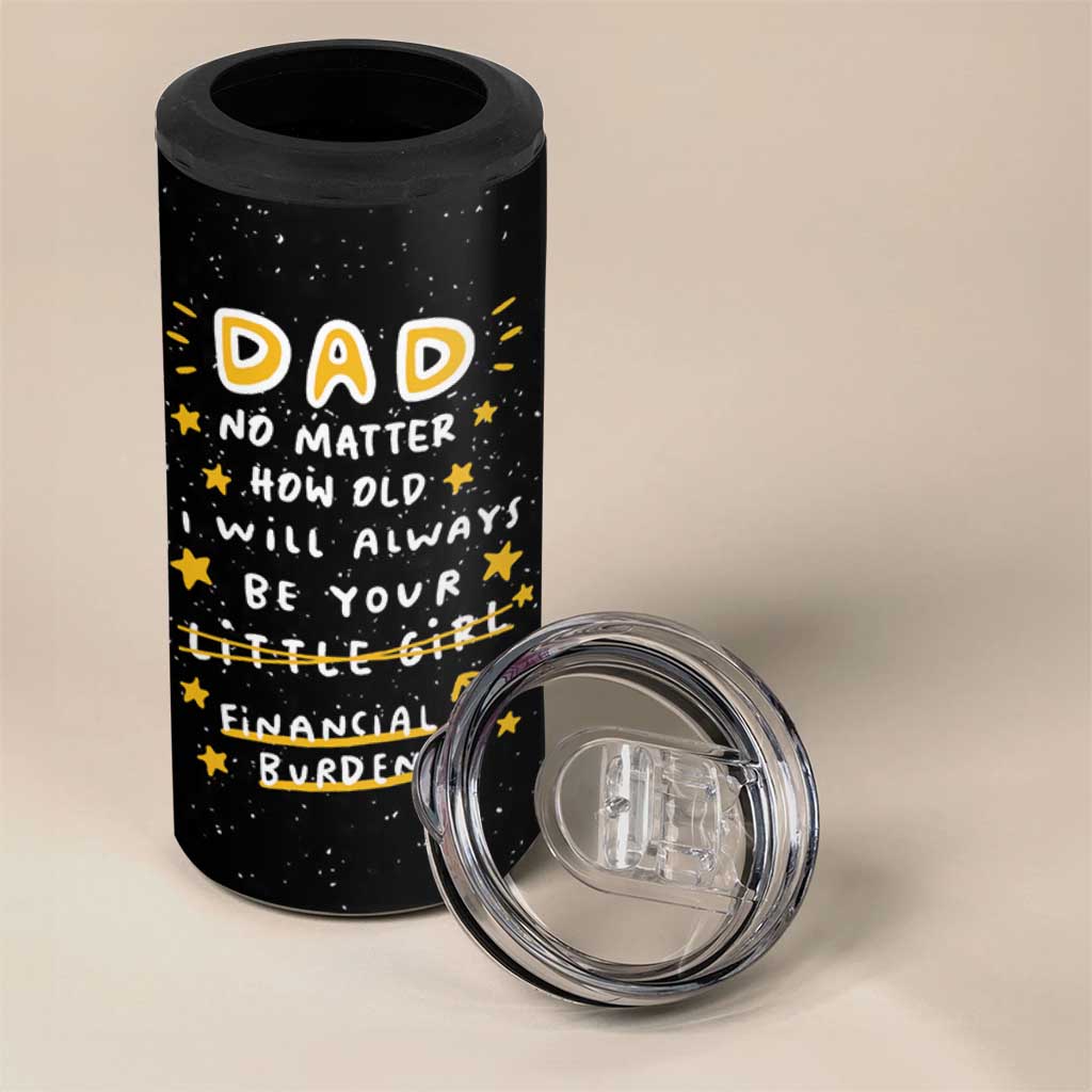 Funny Girl Dad 4 in 1 Can Cooler Tumbler I Will Always Be Your Financial Burden Dad Gifts From Daughter