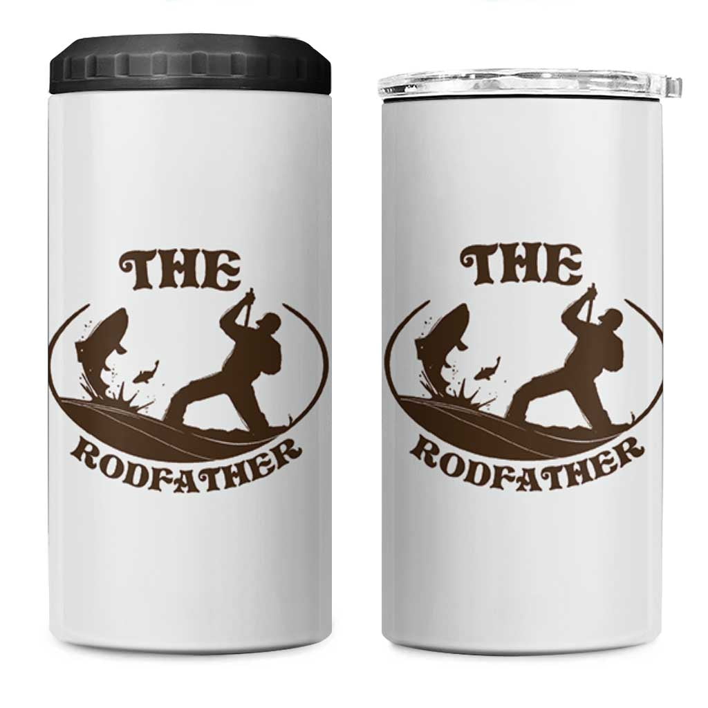 The Rod Father 4 in 1 Can Cooler Tumbler Rodfather Funny Dad Fishing Gifts Fathers Day