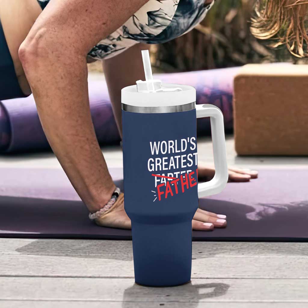 Funny Father's Day Gift For Dad Tumbler With Handle World's Best Farter I Mean Father
