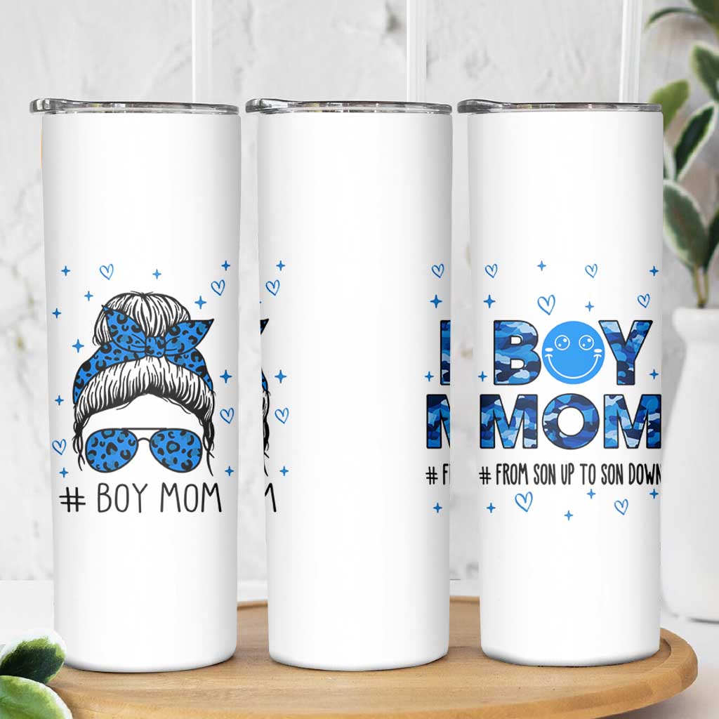 Boy Mom Skinny Tumbler First Mothers Day Gifts for New Moms Boy Mama