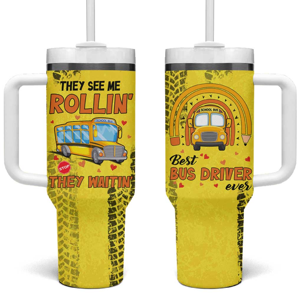 Best Bus Driver Ever Appreciation Tumbler With Handle They See Me Rollin They Waiting Job Pride - Wonder Print Shop