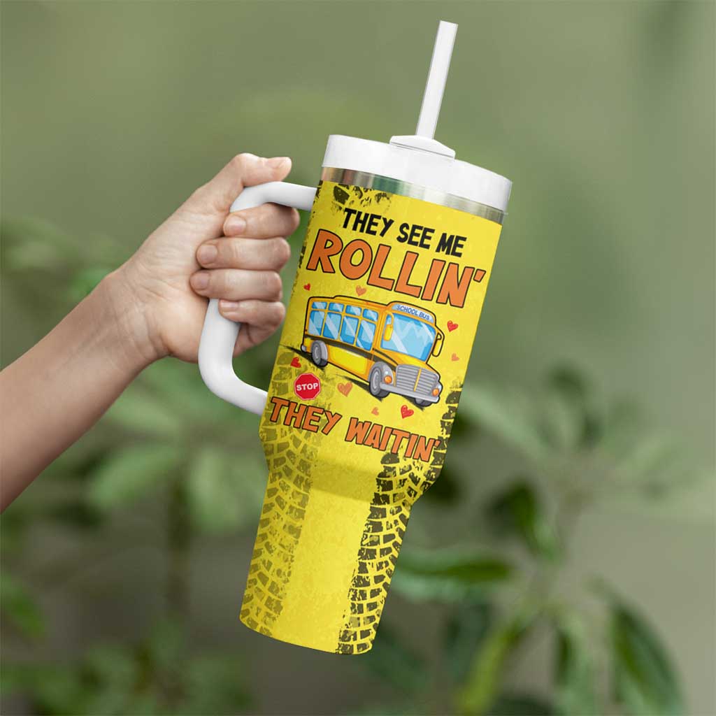 Best Bus Driver Ever Appreciation Tumbler With Handle They See Me Rollin They Waiting Job Pride - Wonder Print Shop