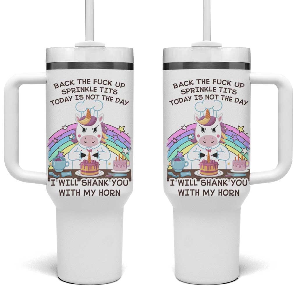 Funny Rude Unicorn Tumbler With Handle Back the F*ck up Sprinkle Tits Today Is Not the Day Shank You With My Horn - Wonder Print Shop