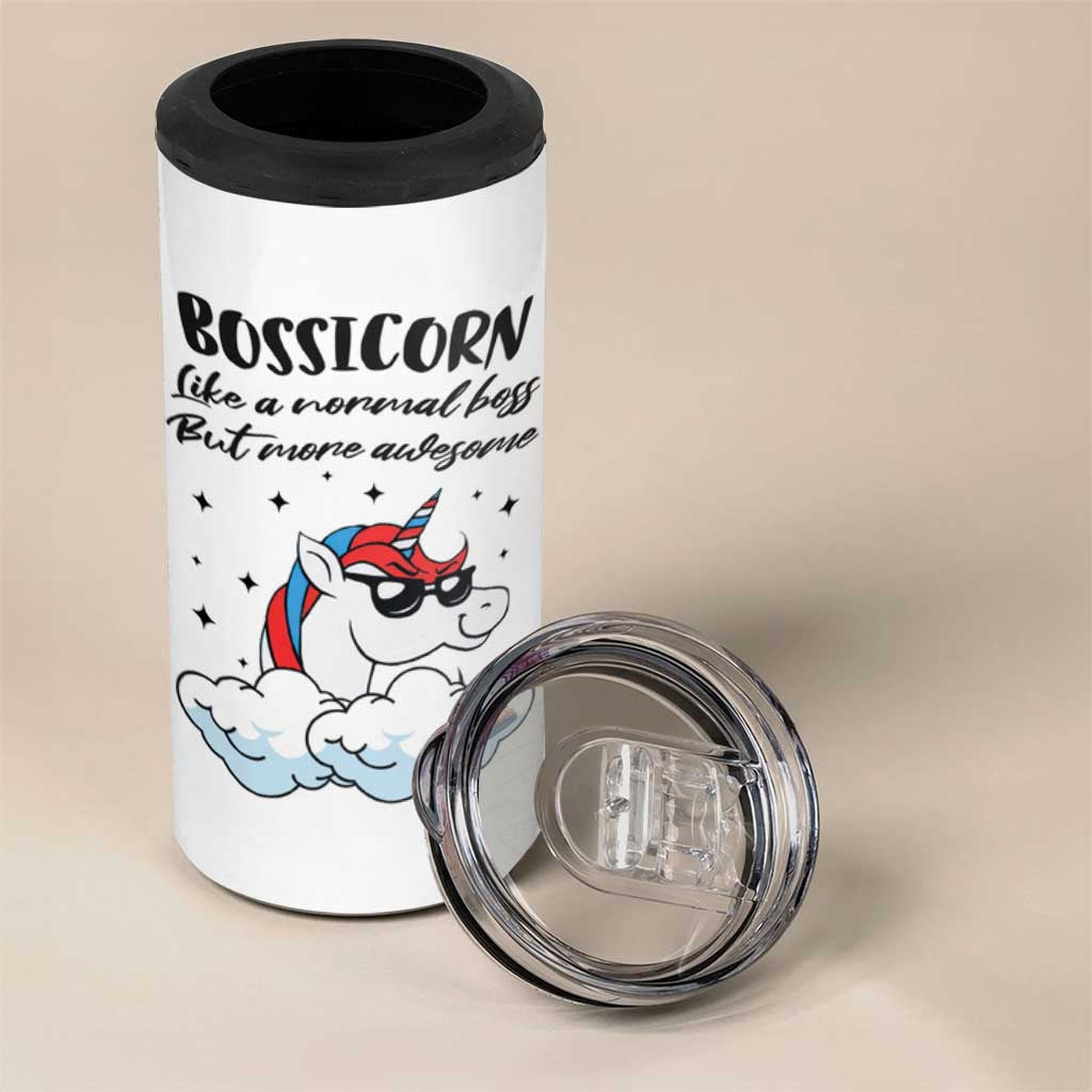 Thank You Gifts for Bosses 4 in 1 Can Cooler Tumbler Bossicorn Like A Normal Boss But More Awesome - Wonder Print Shop