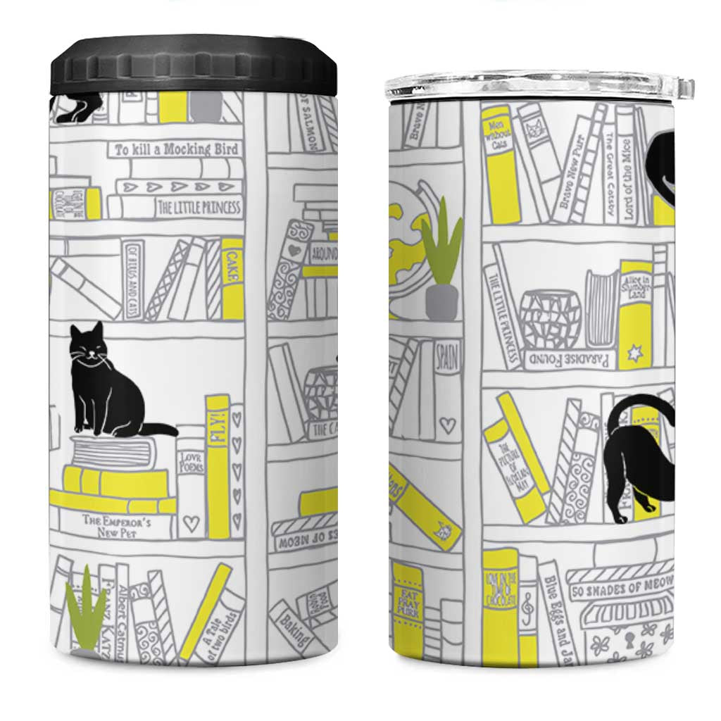 Book Lovers Gifts 4 in 1 Can Cooler Tumbler Library Cat Bookish Gifts For Readers Librarian