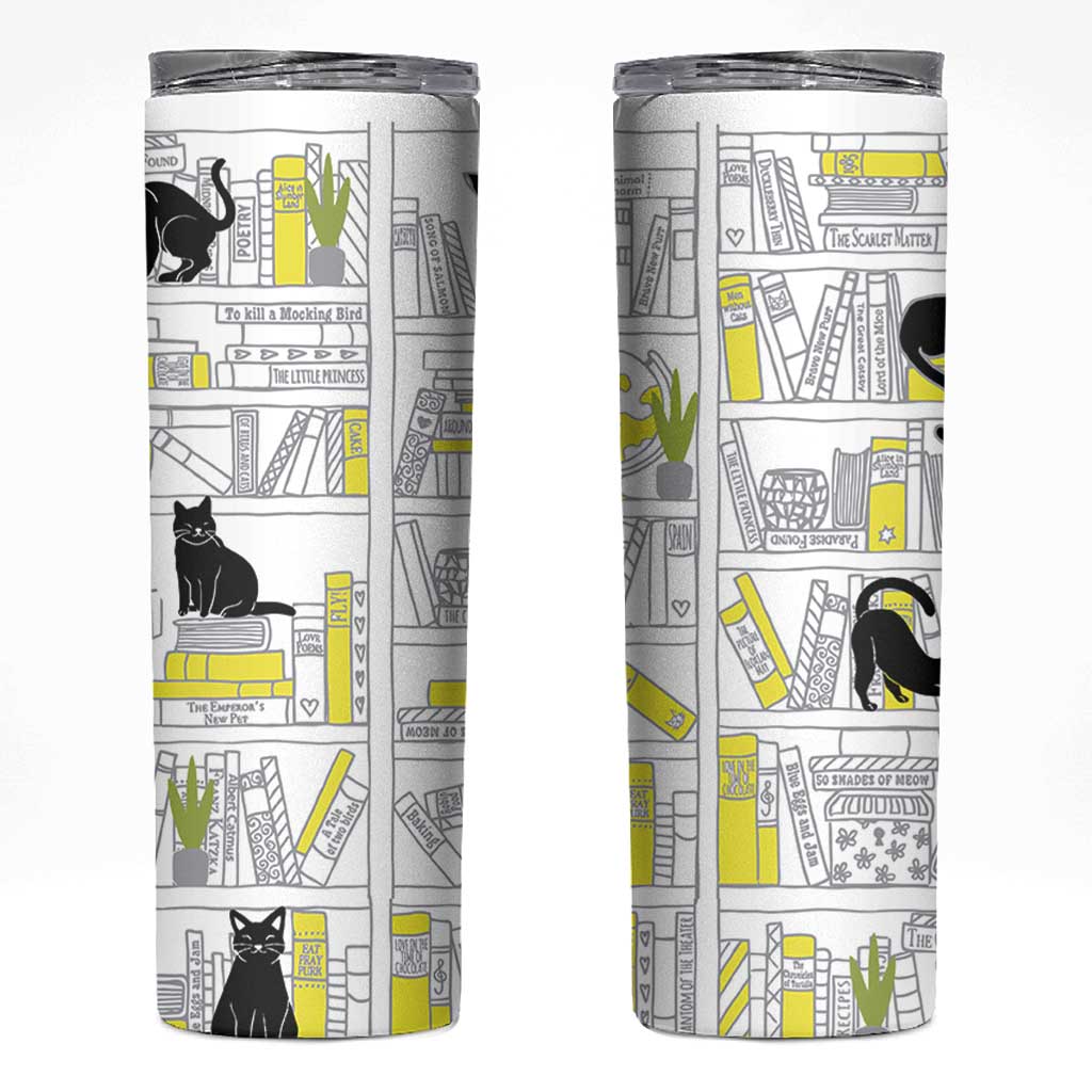 Book Lovers Gifts Skinny Tumbler Library Cat Bookish Gifts For Readers Librarian