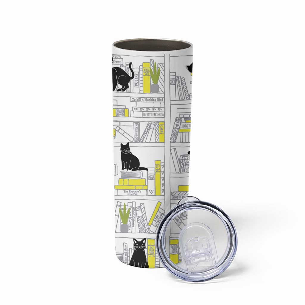 Book Lovers Gifts Skinny Tumbler Library Cat Bookish Gifts For Readers Librarian