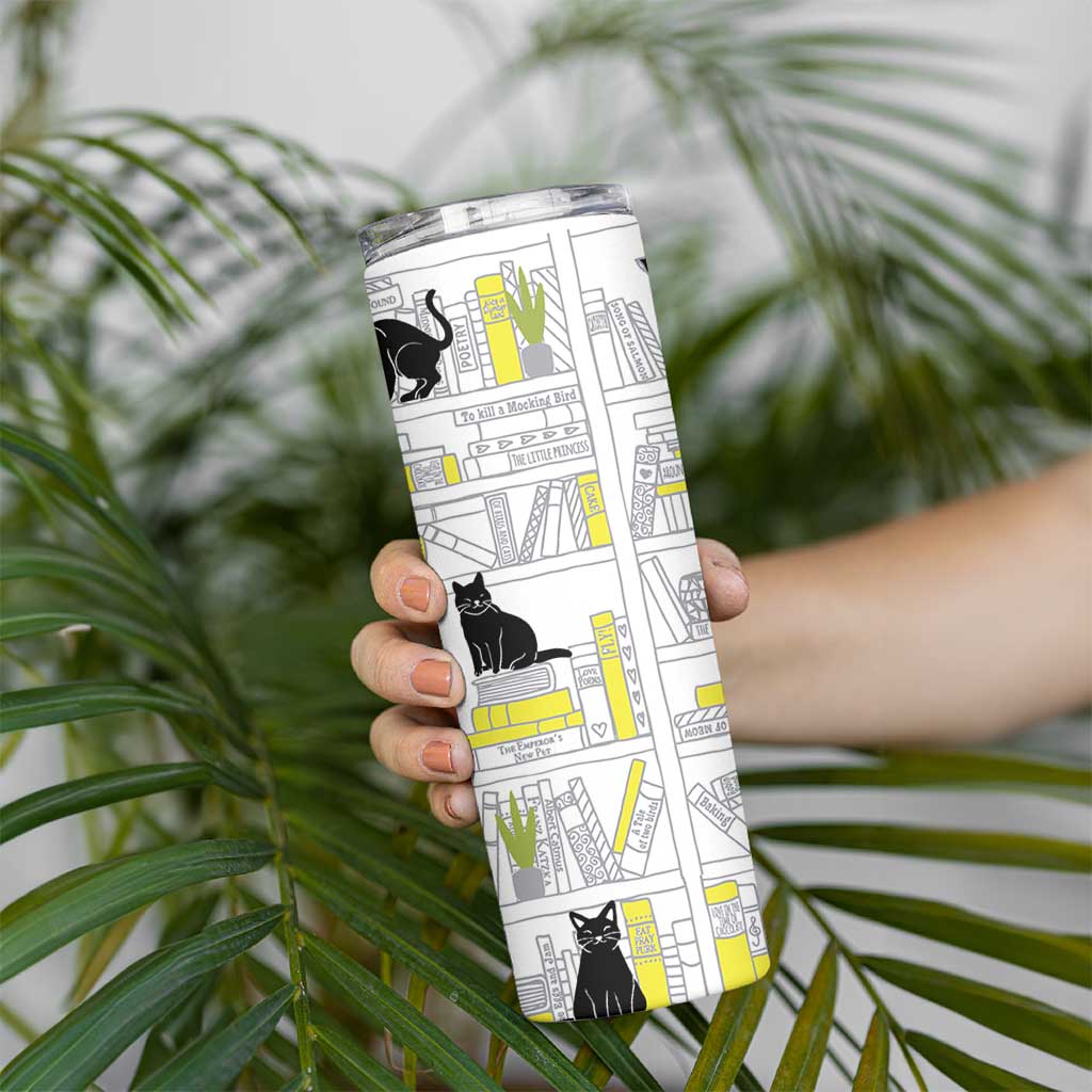 Book Lovers Gifts Skinny Tumbler Library Cat Bookish Gifts For Readers Librarian