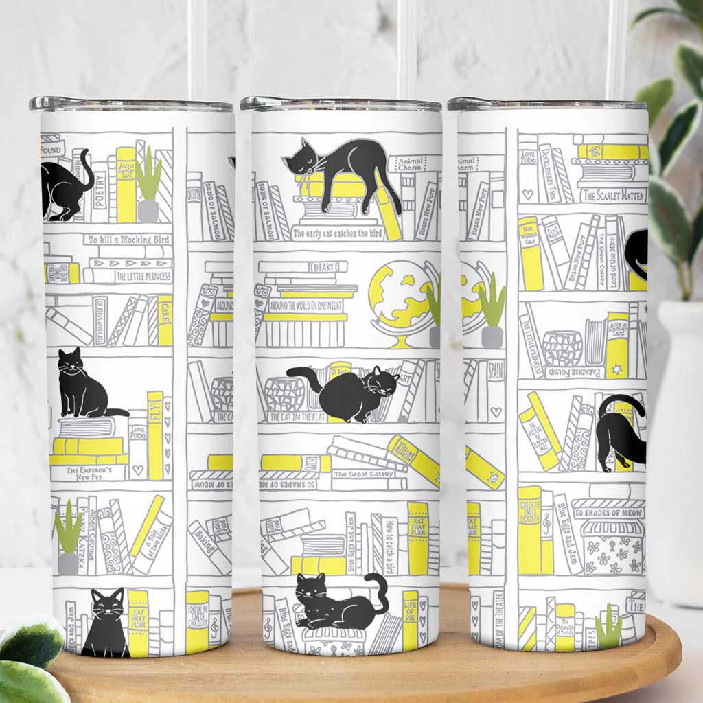Book Lovers Gifts Skinny Tumbler Library Cat Bookish Gifts For Readers Librarian