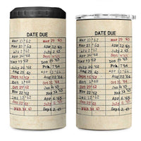 Library Due Date Card 4 in 1 Can Cooler Tumbler Bookish Gifts For Readers Librarian