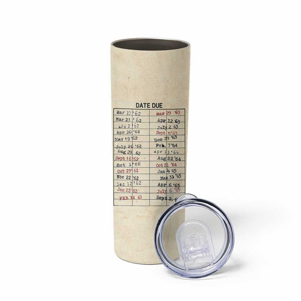 Library Due Date Card Skinny Tumbler Bookish Gifts For Readers Librarian