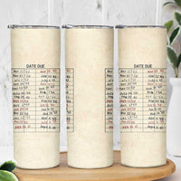 Library Due Date Card Skinny Tumbler Bookish Gifts For Readers Librarian