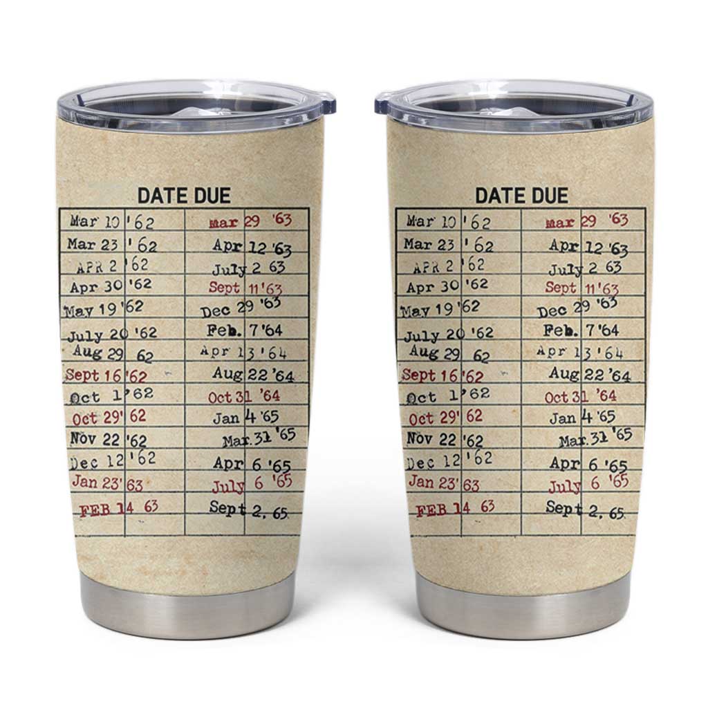 Library Due Date Card Tumbler Cup Bookish Gifts For Readers Librarian