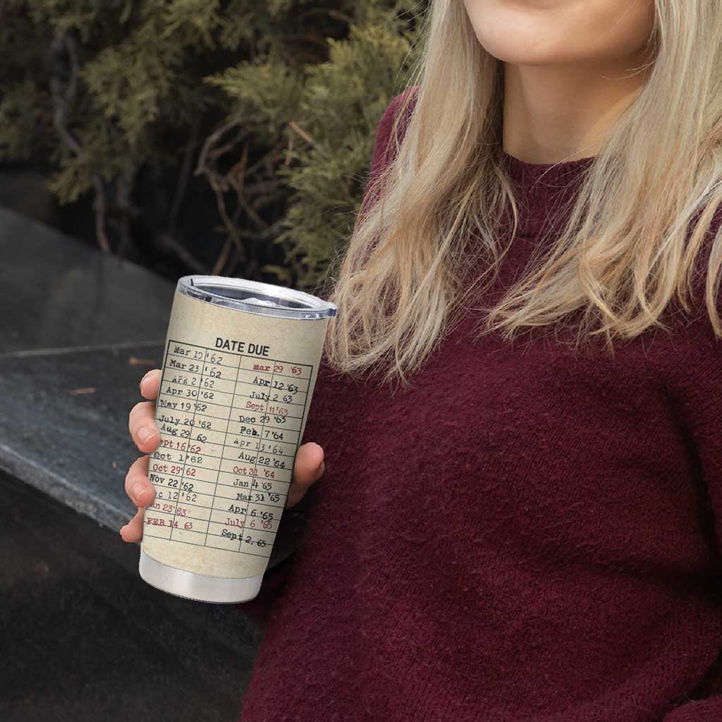 Library Due Date Card Tumbler Cup Bookish Gifts For Readers Librarian
