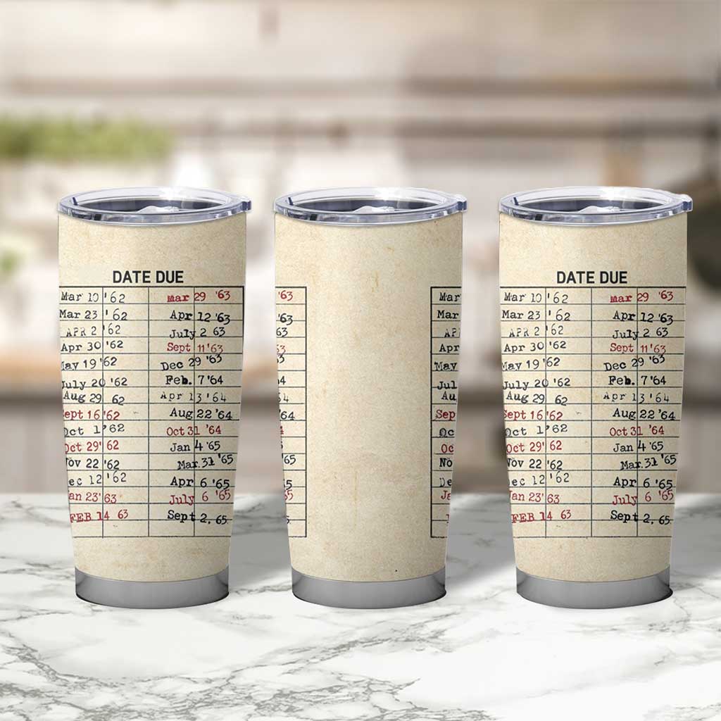 Library Due Date Card Tumbler Cup Bookish Gifts For Readers Librarian