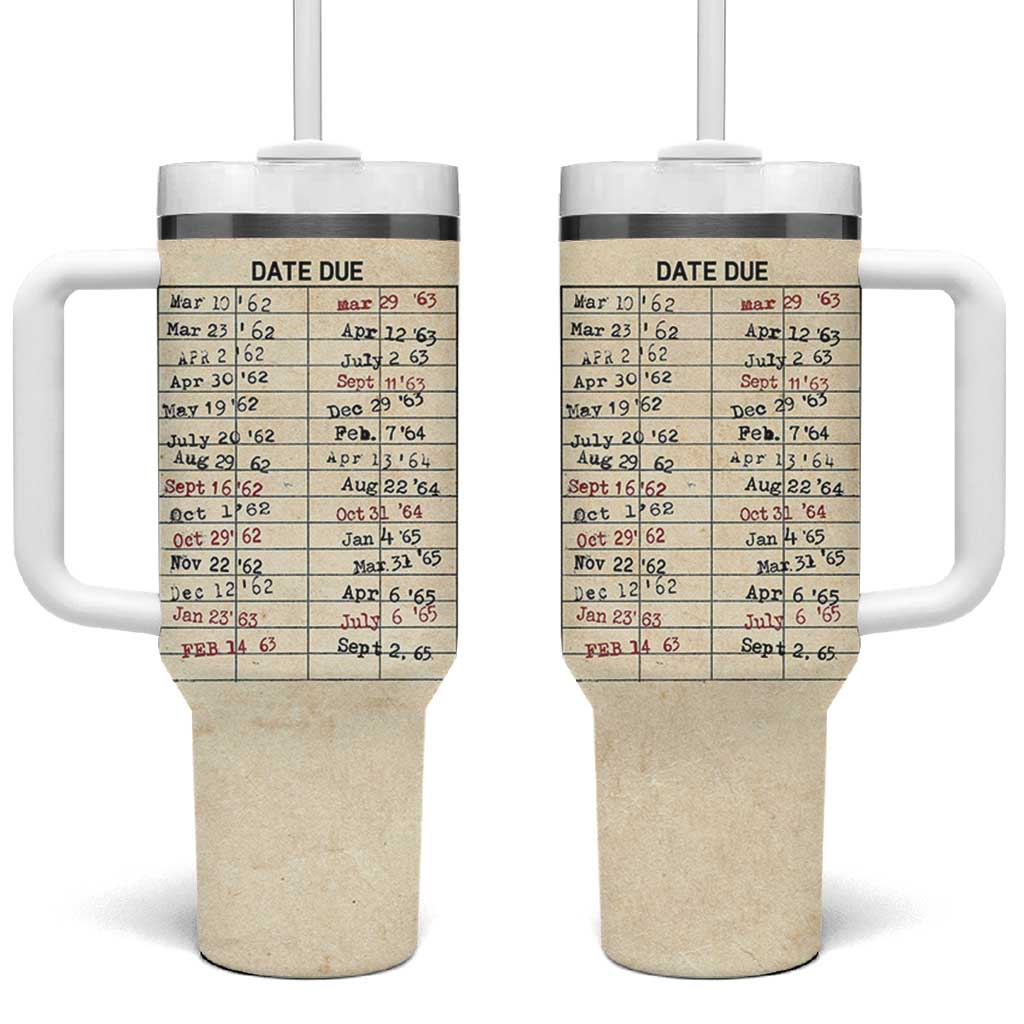 Library Due Date Card Tumbler With Handle Bookish Gifts For Readers Librarian