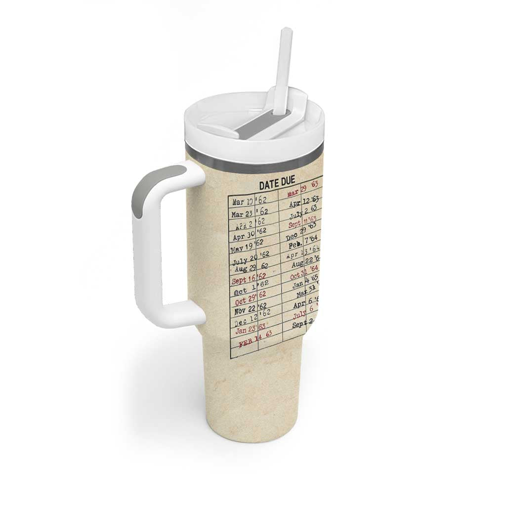 Library Due Date Card Tumbler With Handle Bookish Gifts For Readers Librarian