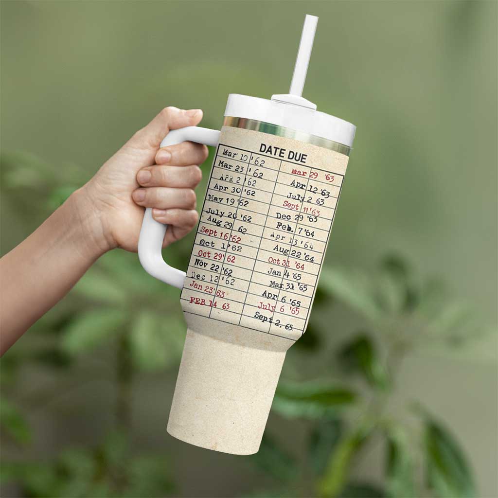Library Due Date Card Tumbler With Handle Bookish Gifts For Readers Librarian