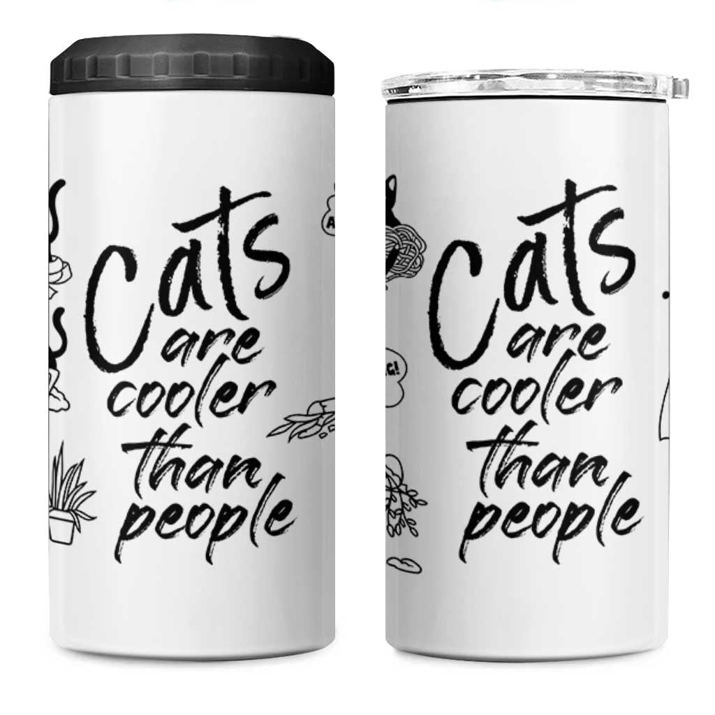 Cat Lover Gifts 4 in 1 Can Cooler Tumbler Cats Are Cooler Than People Black Cat Mom