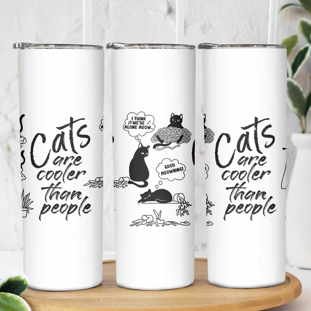 Cat Lover Gifts Skinny Tumbler Cats Are Cooler Than People Black Cat Mom