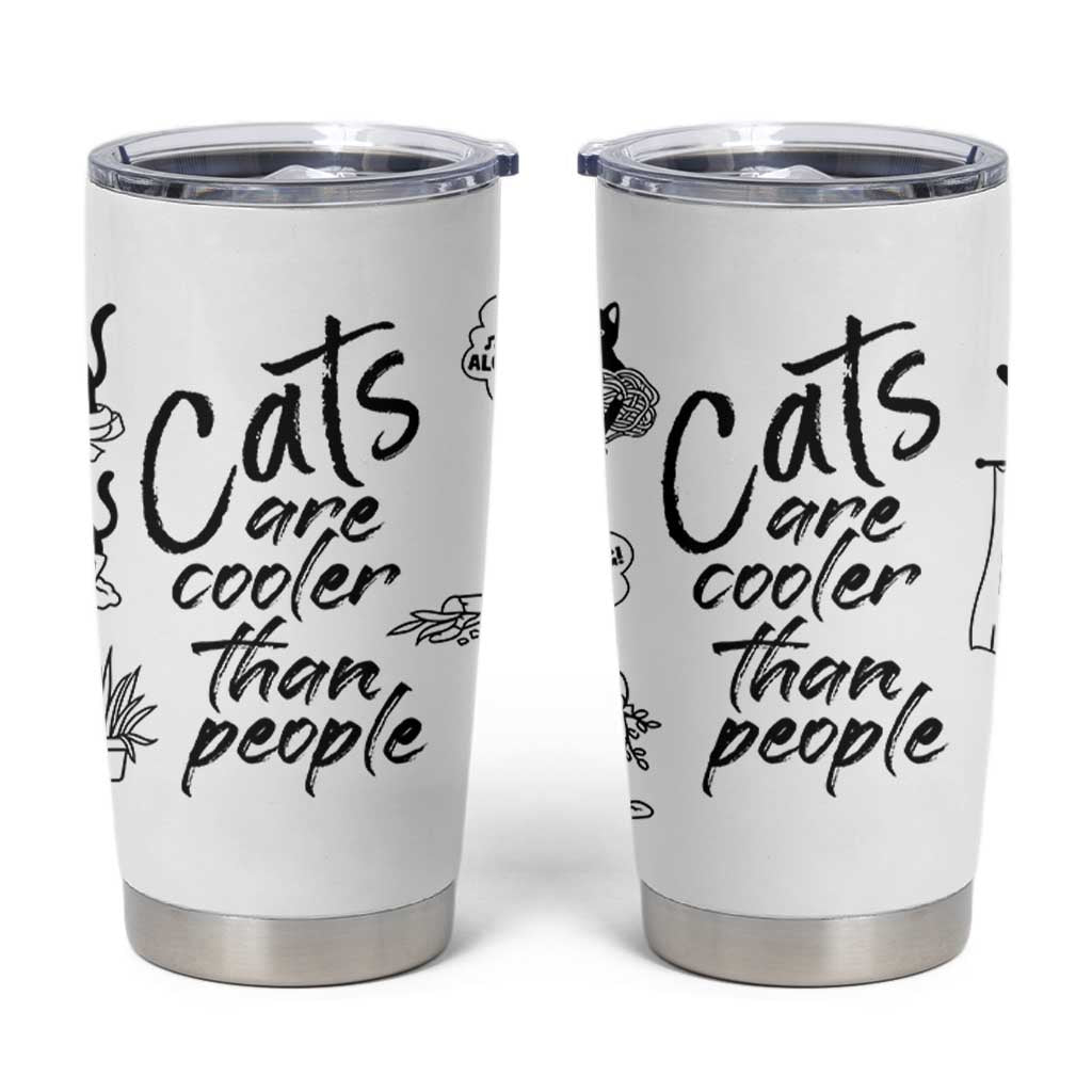 Cat Lover Gifts Tumbler Cup Cats Are Cooler Than People Black Cat Mom