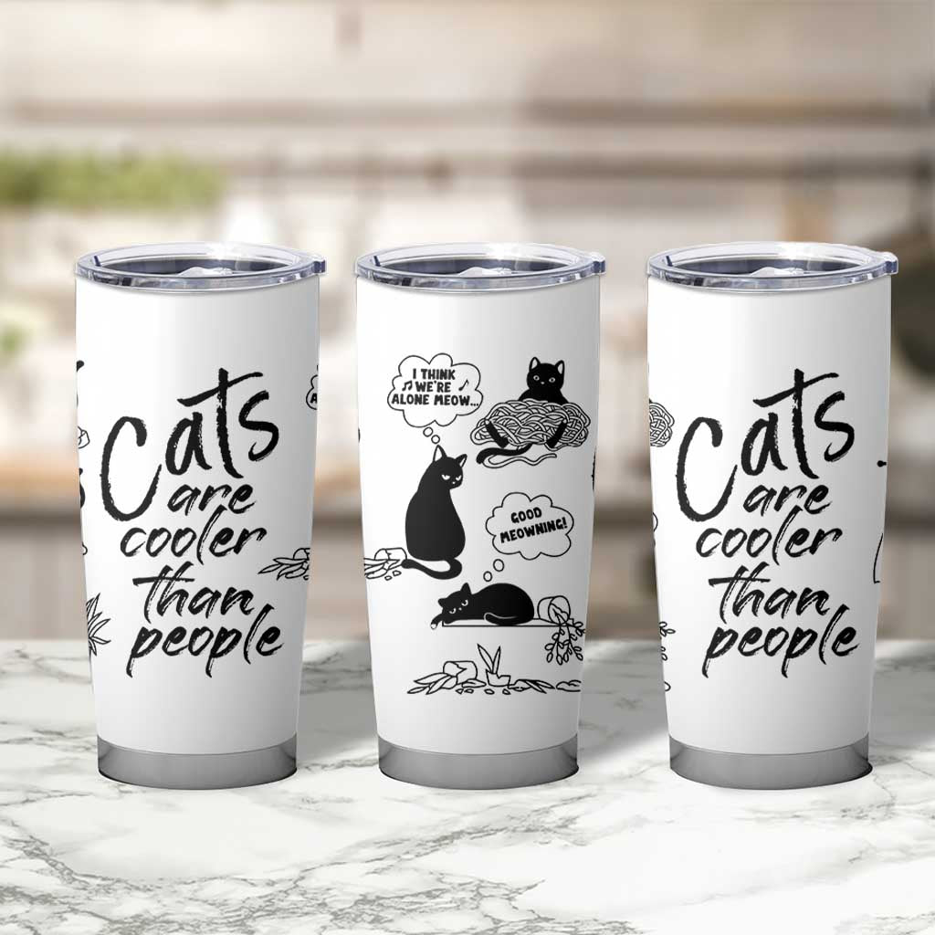Cat Lover Gifts Tumbler Cup Cats Are Cooler Than People Black Cat Mom